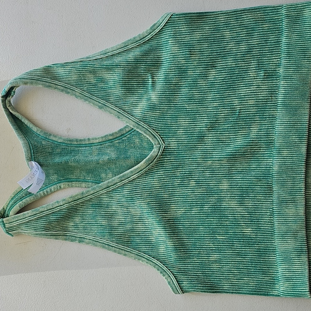 Zenana nwots Ribbed Women's Tank Top/cropped. Sz lg/xlg . Mineral wash green